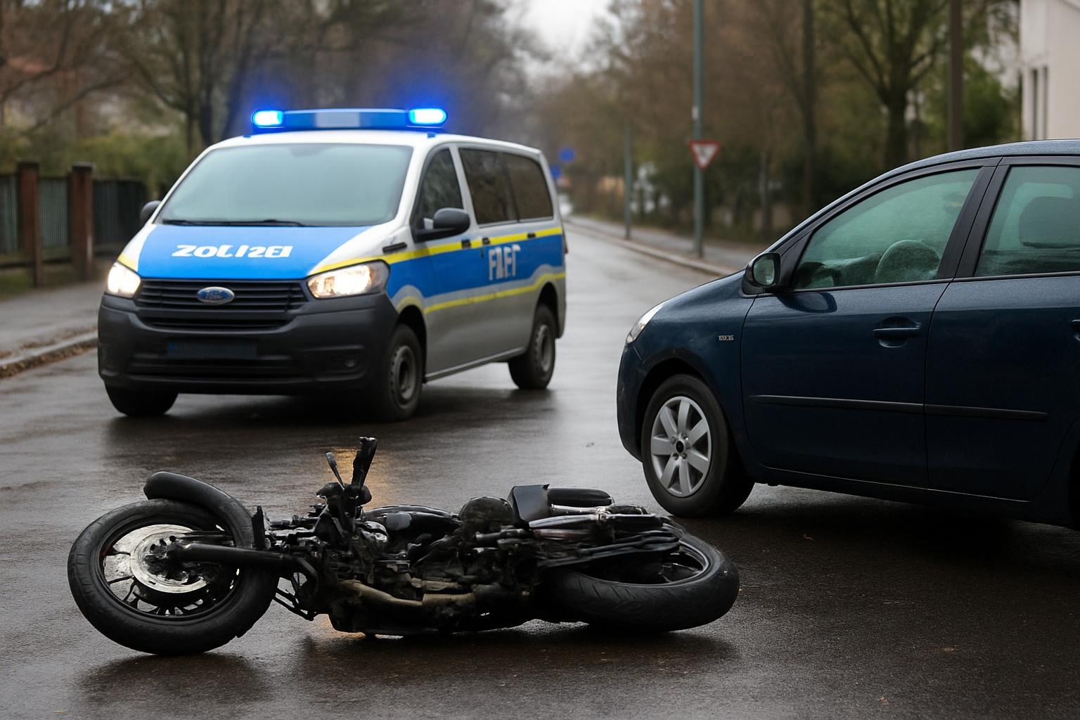 Motorradfahrer wurde bei einem Verkehrsunfall verletzt - Reinickendorf