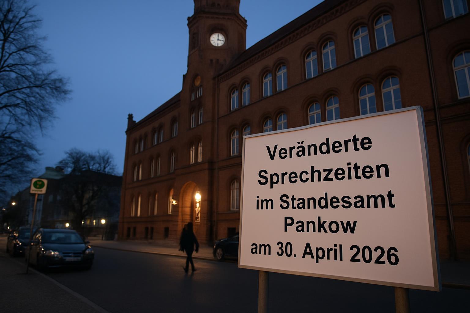 Veränderte Sprechzeiten im Standesamt Pankow am 30. April 2026 - Pankow